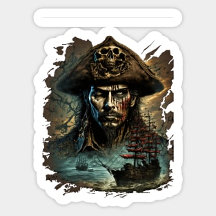 Captain Blackbeard Gothic Pirate Metal Design Sticker